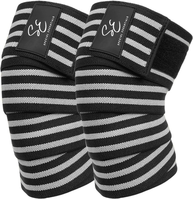 Special Essentials Store Knee Wraps for Weightlifting with Strap (2 Pack) - 72 Inches Flexible Support for Men & Women, for Powerlifting, Squats, Leg Press, and Cross Training - Image 1